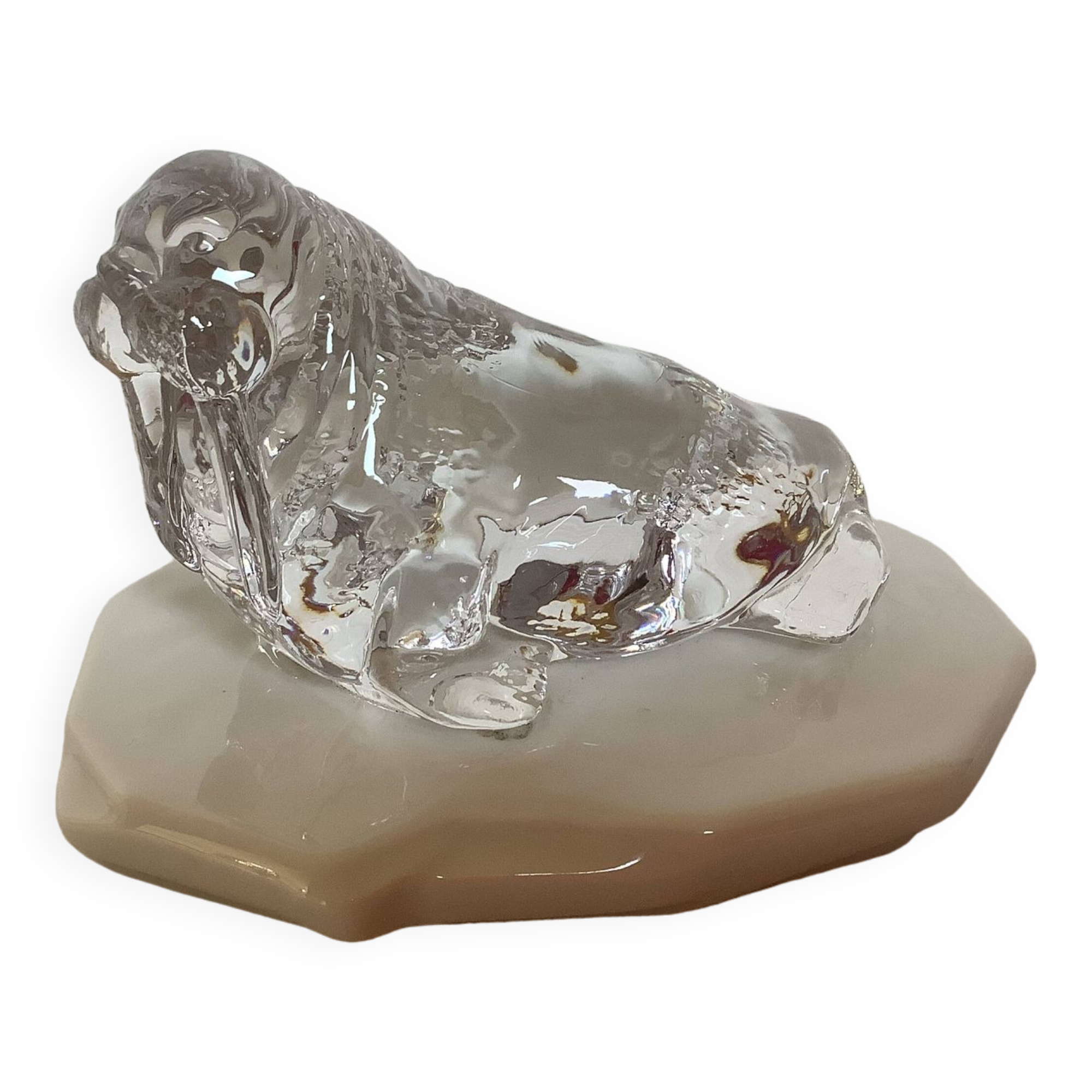 Zoomorphic molded glass paperweight