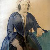 Paintings during enhanced processes watercolor family portrait XIX° + frame