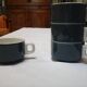 4 tasses bistrot bleu nuit et blanches