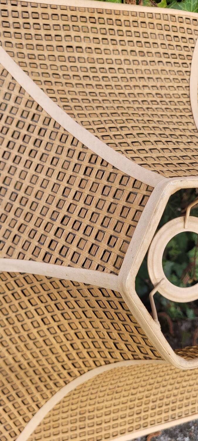 Large Hexagonal Boho Chic Faux Cane Lampshade 1970