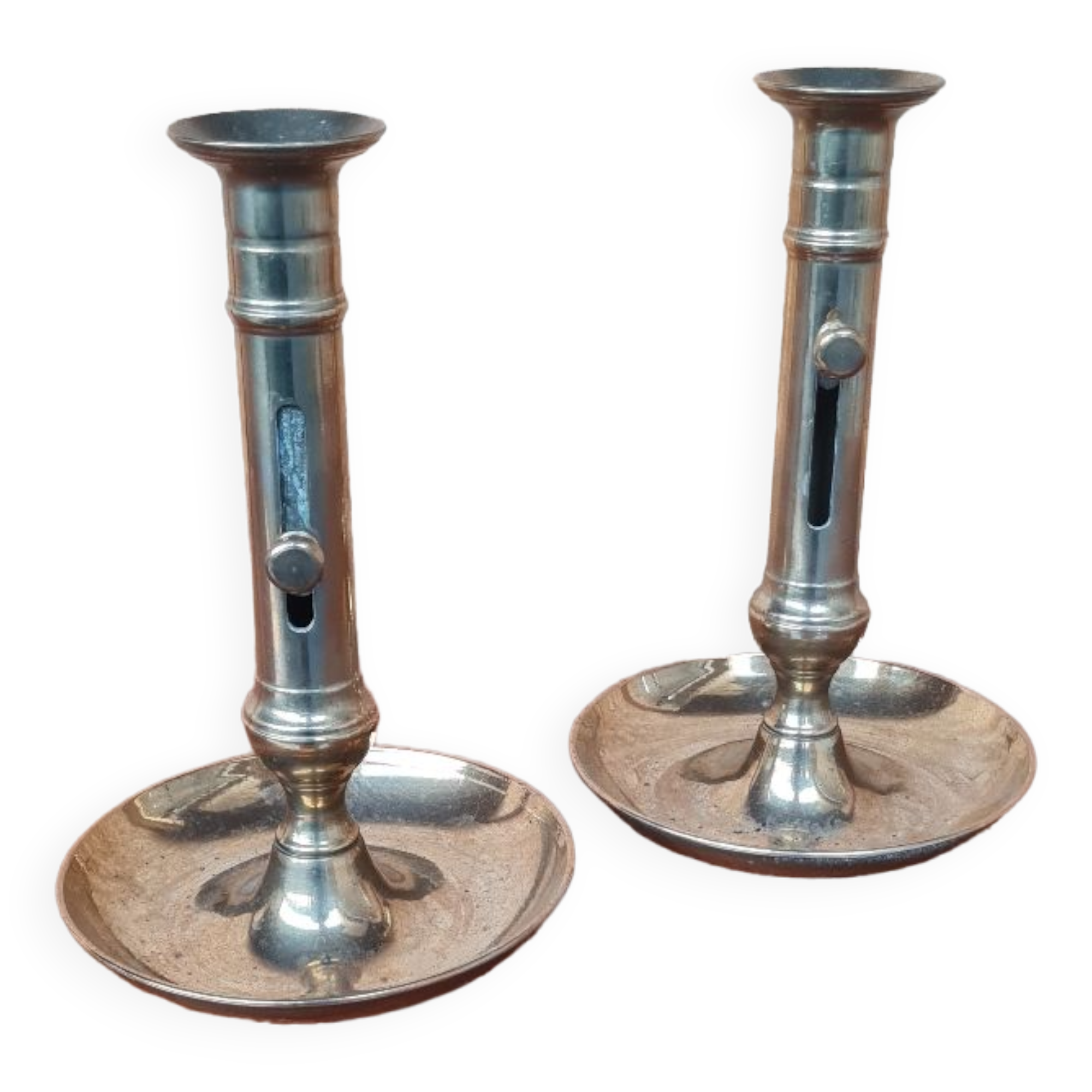 Pair of gilded brass candle holders