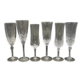 Set de 6 flûtes à champagne dépareillées