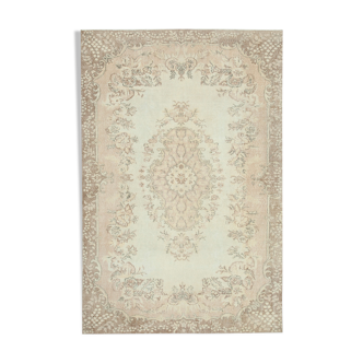 Tapis beige turc noué à la main 198 cm x 298 cm