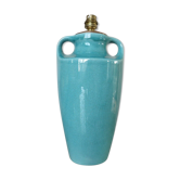 Lampe " amphore " en céramique craquelée turquoise, numérotée années 50 60