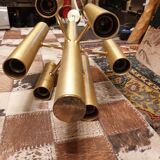 Gold metal pendant chandelier, Italy - 1970