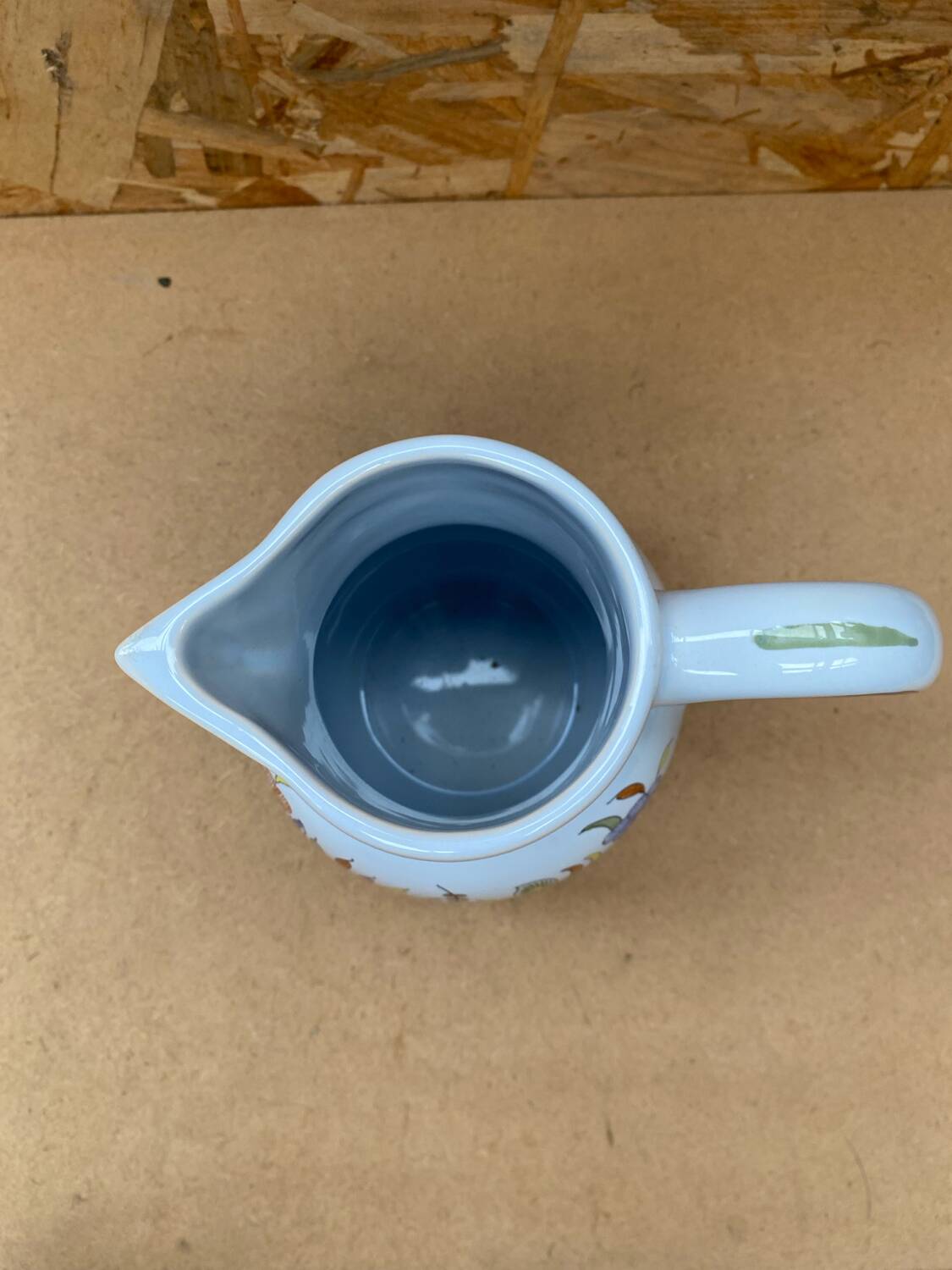 Old pitcher decor rouen geo martel white ceramic vintage flower decor #b644