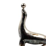 Art deco silverplated brass Seal sculpture, France 1940s