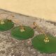 Three Suspensions enamelled sheet green and white golden threads brass socket