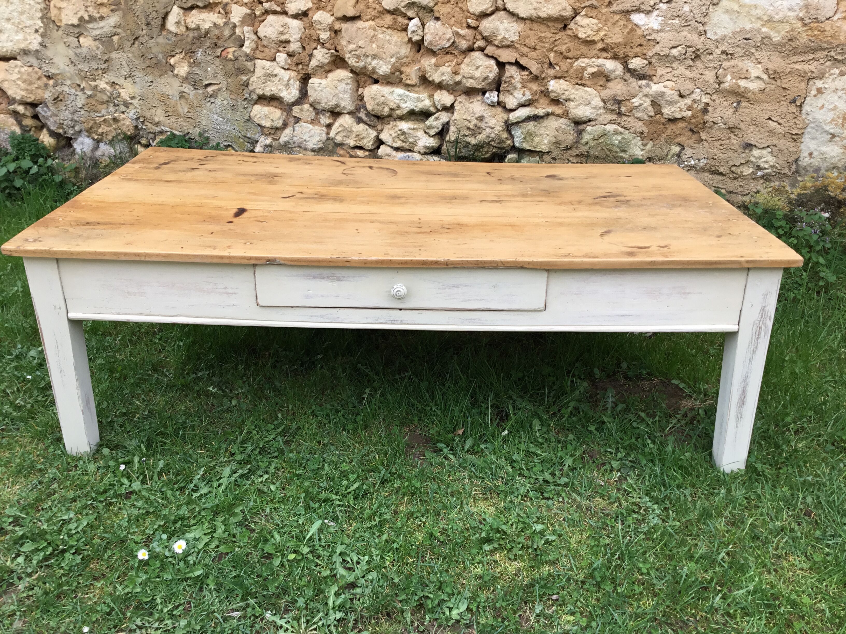 Old white wooden coffee table