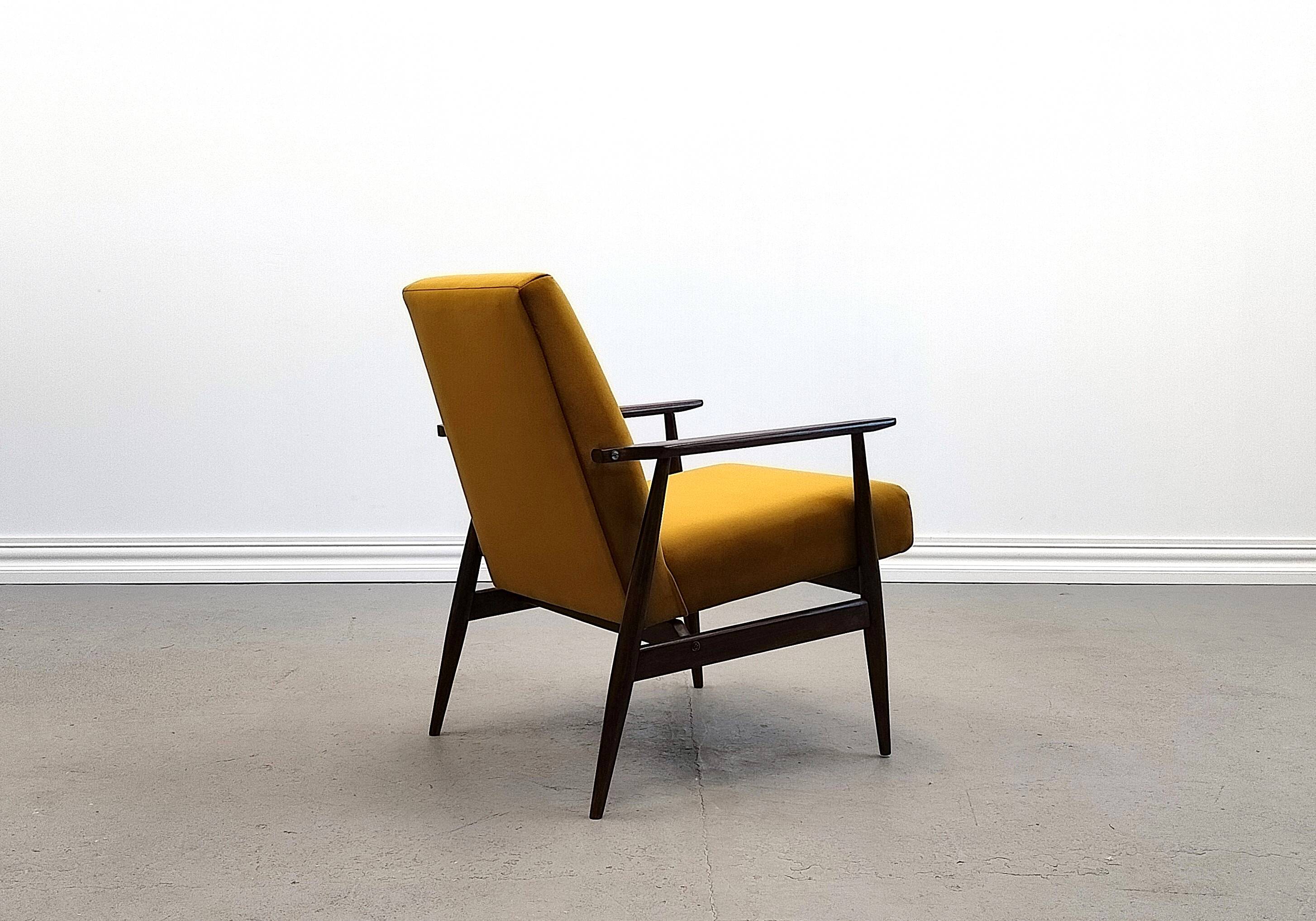 1960 Henryk Lis Mid Century armchair in Goldenrod velvet
