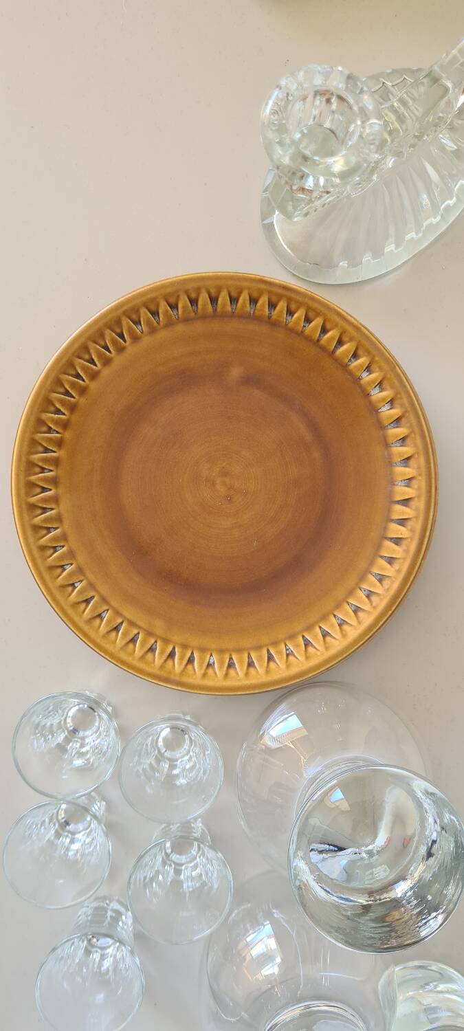 Vintage ceramic plate pair honey - Kera Vitral, Czechoslovakia