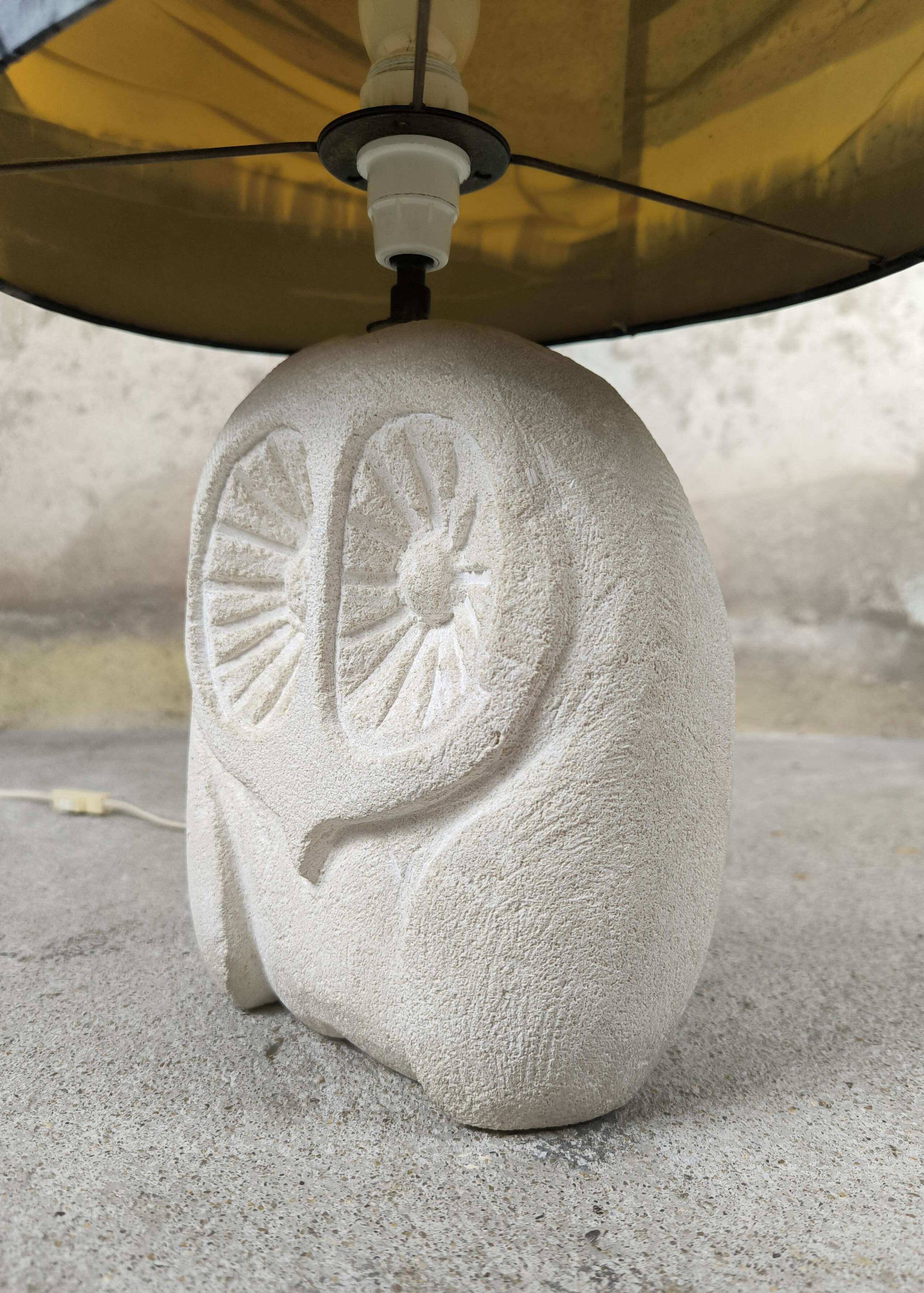 Vintage owl lamp made of natural stone