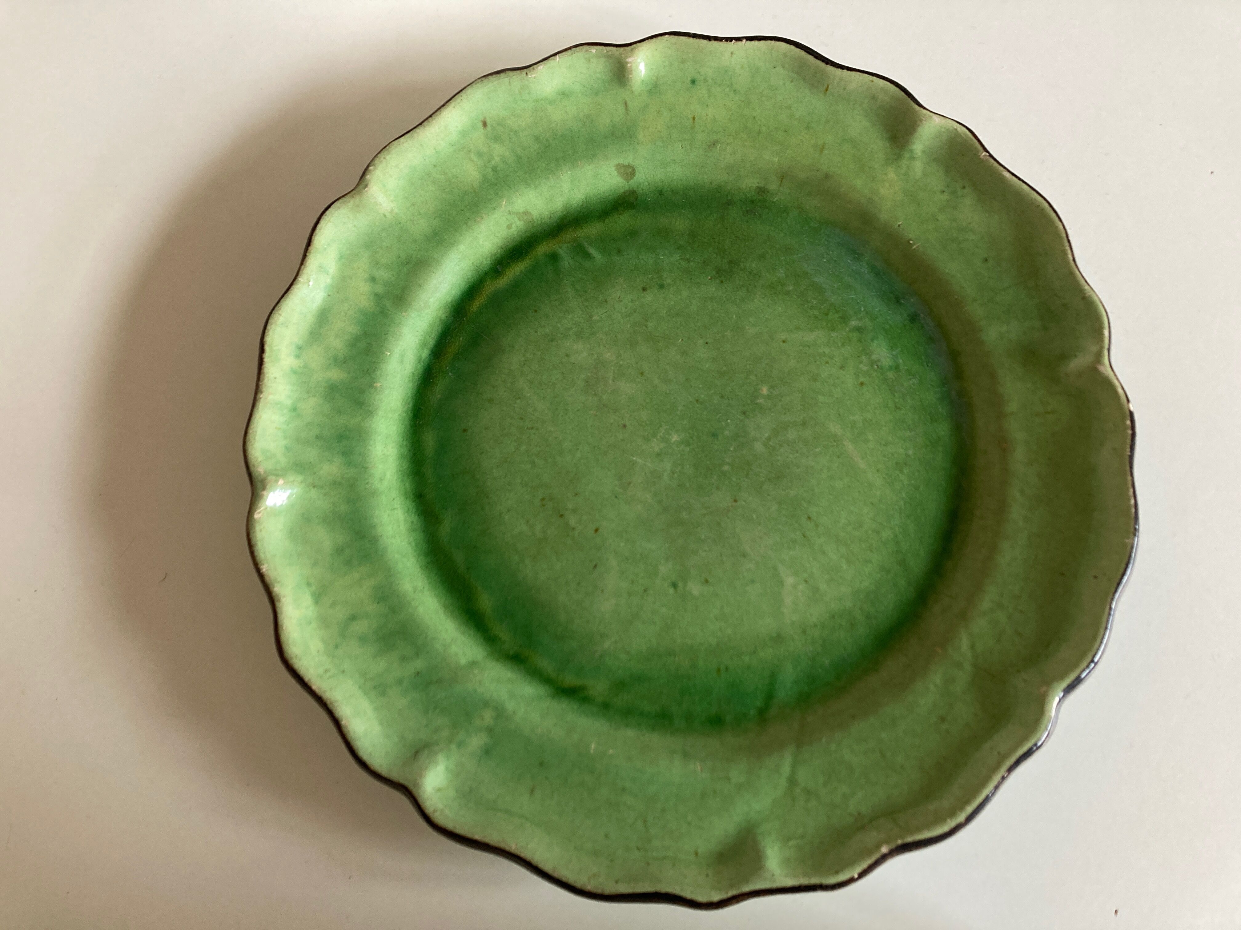 Centerpiece in glazed clay with godrons Dieulefit 1950