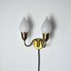 Fog & Mørup 2-Arm Brass and Opaline Glass Tulip Wall Lamp