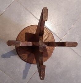 Antique oak stool, folk art
