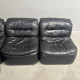 Modular black leather element sofa, 1970s
