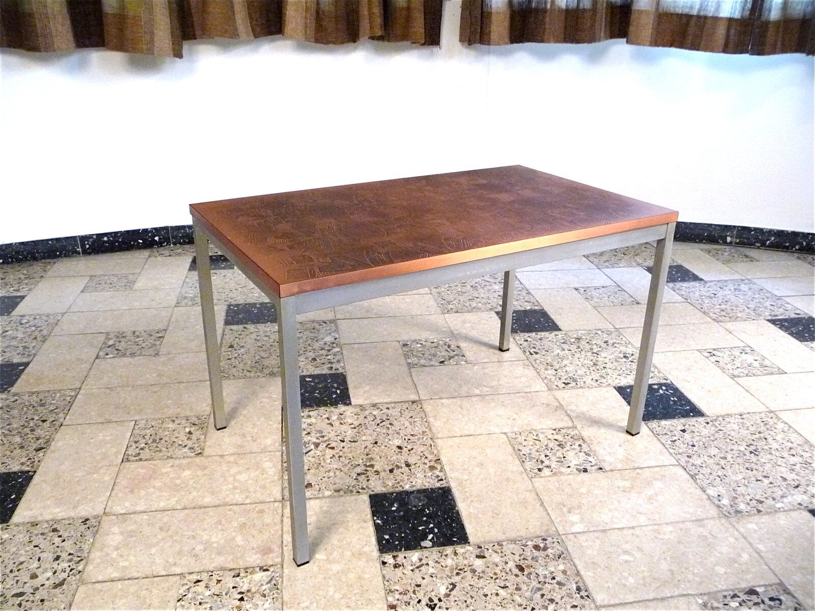 Copper side table with abstract relief from Opal Möbel, West-Germany 1960s