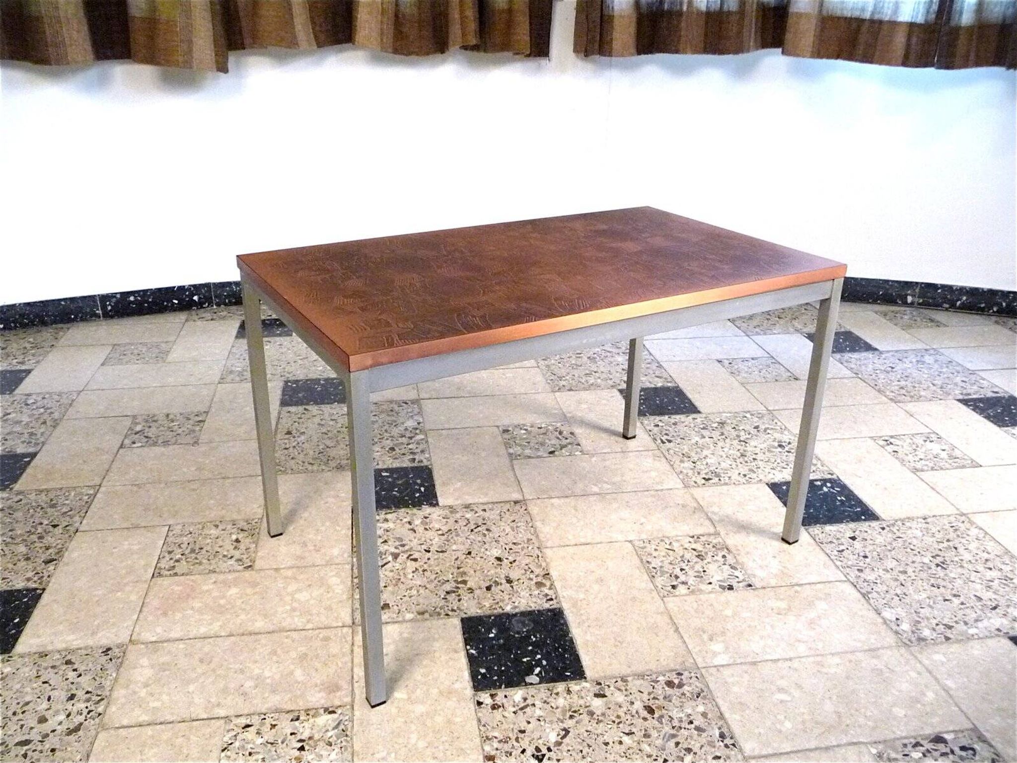 Copper side table with abstract relief from Opal Möbel, West-Germany 1960s
