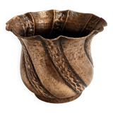 Round Embossed Copper Cachepot / Vase attr. to Egidio Casagrande, Italy