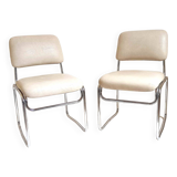Pair of Skai and chrome metal visitor chairs 1970s