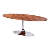 Table ovale fonctionnelle en chrome et noyer de Kovona, République tchèque, années 1960.
