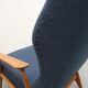 Danish armchair in cherry wood and dark blue fabric