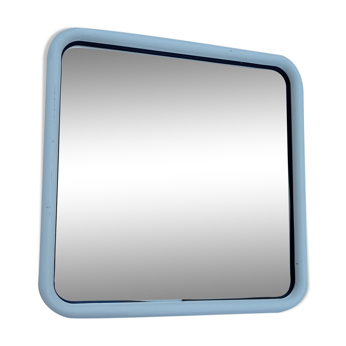 Square mirror in a white metal frame, 1970s