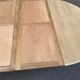 Round dining table with extendable leaves, Louis Philippe style, stripped in raw oak.