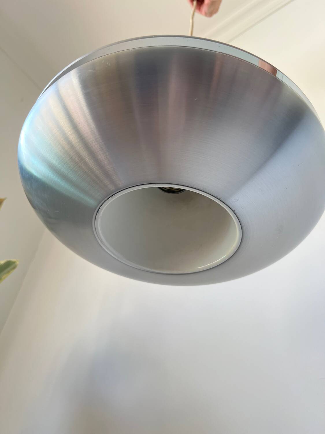 Suspension vintage UFO aluminium space age - années 70