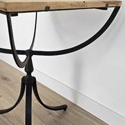 Oak and metal side table — industrial / art deco design