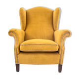 Yellow Wingback armchair, Scandinavia, 1940s