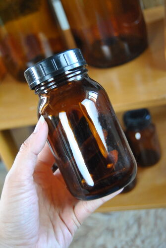 Tea jars made of smoked glass amber