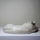 Large elongated panther in crackled earthenware, vintage 1960s-1980s.