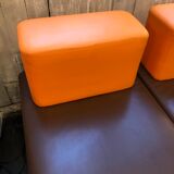 Pair of vintage steelcase armchairs in imitation leather