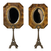 Pair of brass mirrors from the Art Deco period perched on the Eiffel Tower.