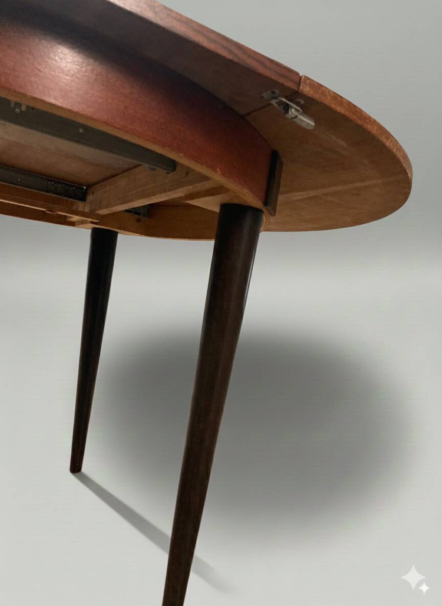 Vintage extendable round table in rosewood veneer – Ø110 cm