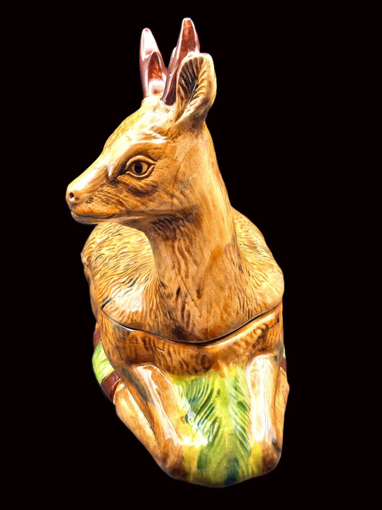 Zoomorphic Terrine of Roe Deer in Barbotine – Michel Caugant (Circa 1970)