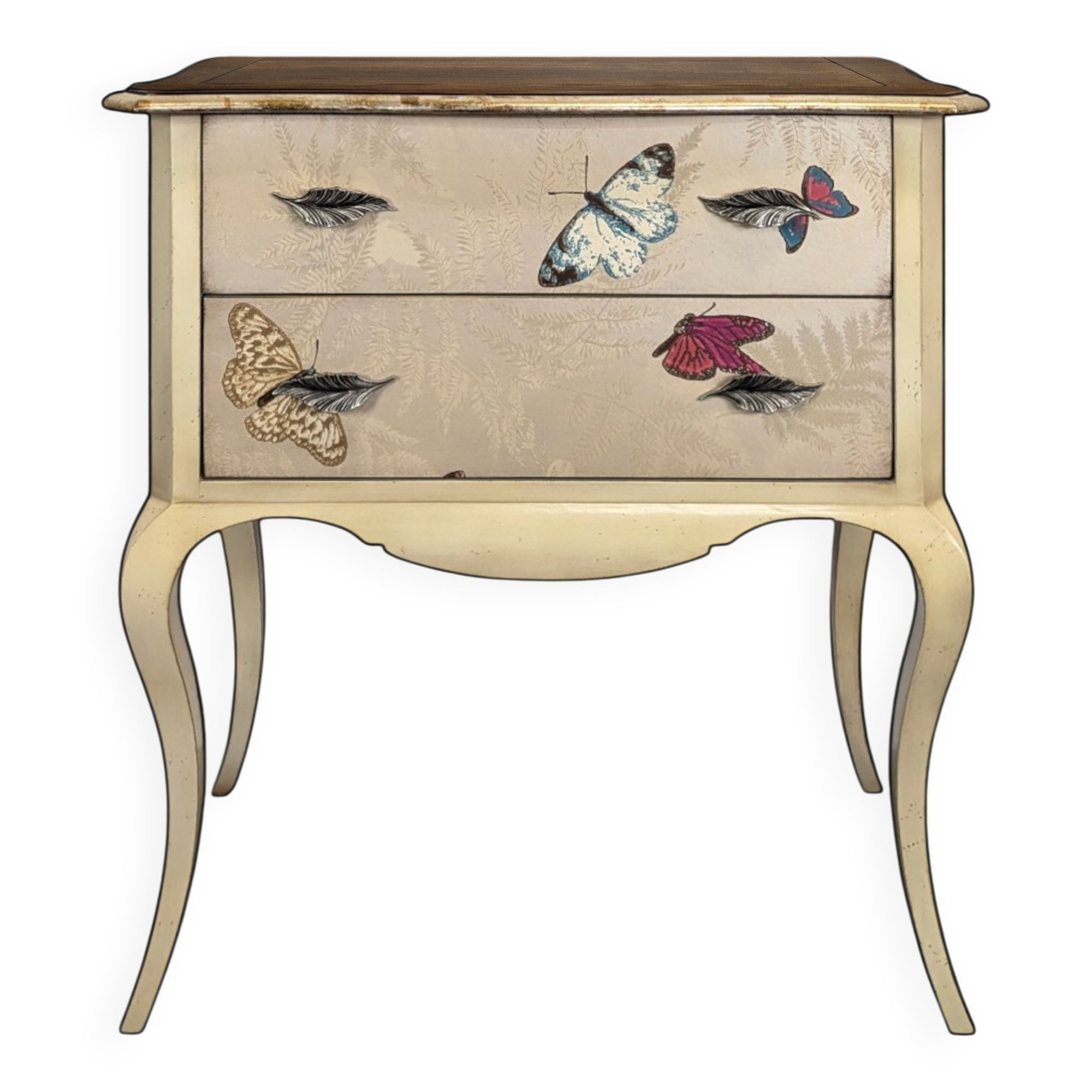 Commode Grange laquée à motif de papillons