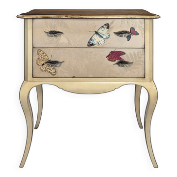Lacquered Grange chest of drawers with butterfly motif