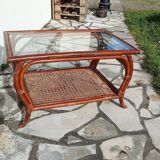 Table basse en rotin vintage