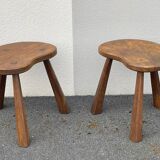 Pair of brutalist tripod stools