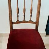 Chaise enfant bois massif et velours rouge