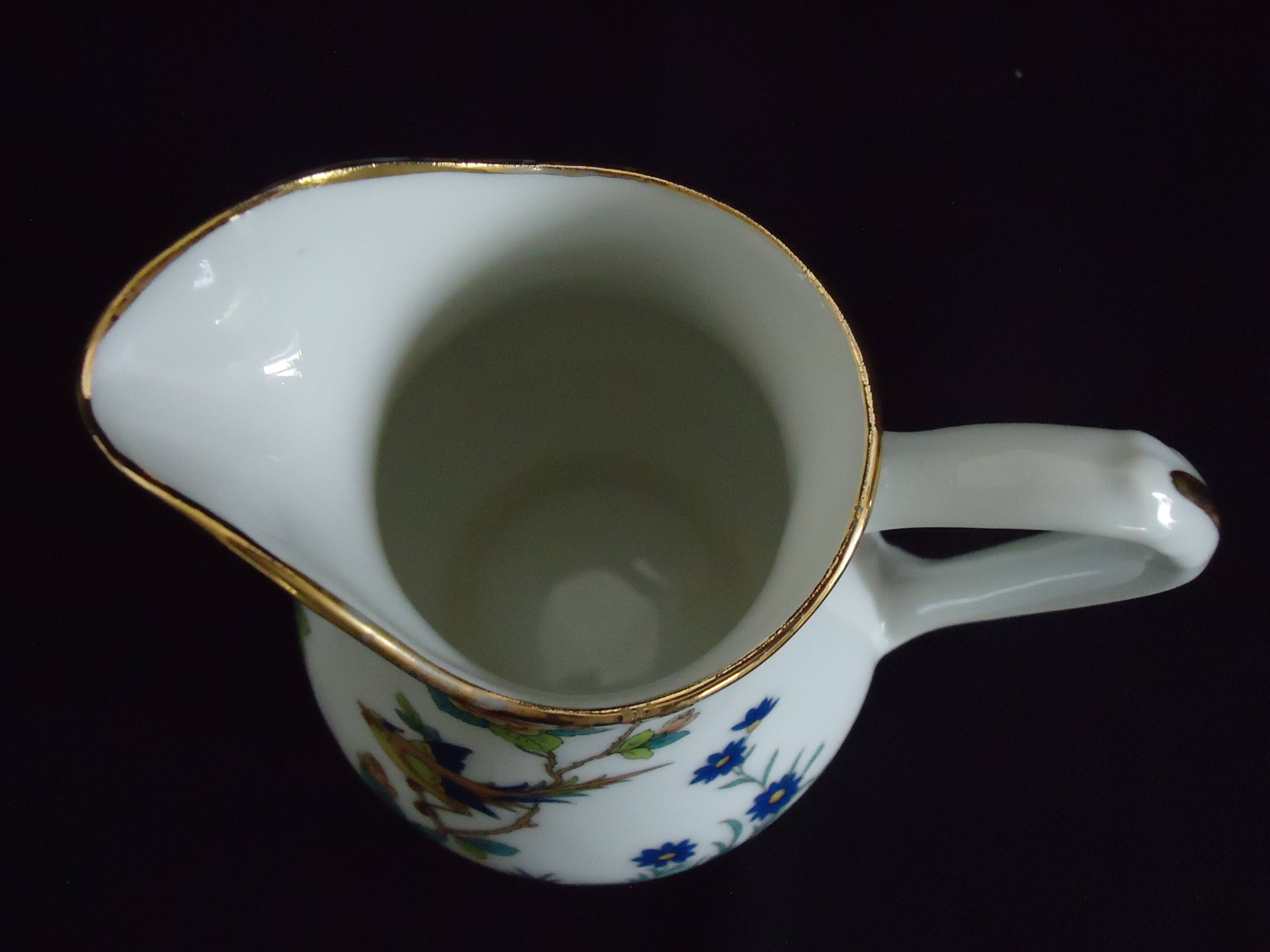 LIMOGES MILK JUG MICHELAUD FRERES Exotic Bird Motif "Indiana"