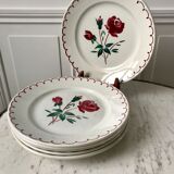 Set of 6 flat plates Badonviller model pinks 30s