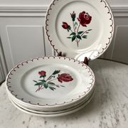 Set of 6 flat plates Badonviller model pinks 30s