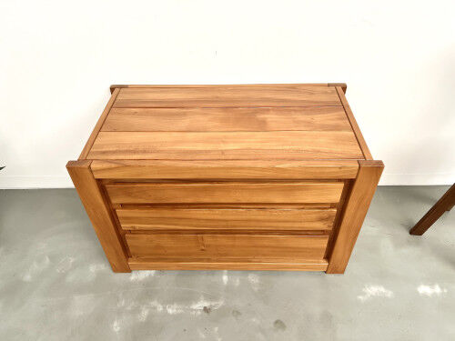 Solid elm chest of drawers, Maison Regain, circa 1970