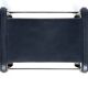 Contemporary bar stool in smoked black steel and navy blue leather.