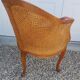Fauteuil de bureau style Louis XV cuir et cannage