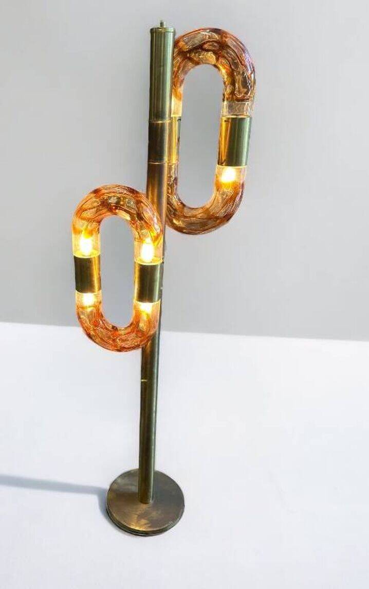Brass and Murano glass floor lamp