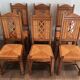 Lot de 6 chaises brutalistes en bois et rotin